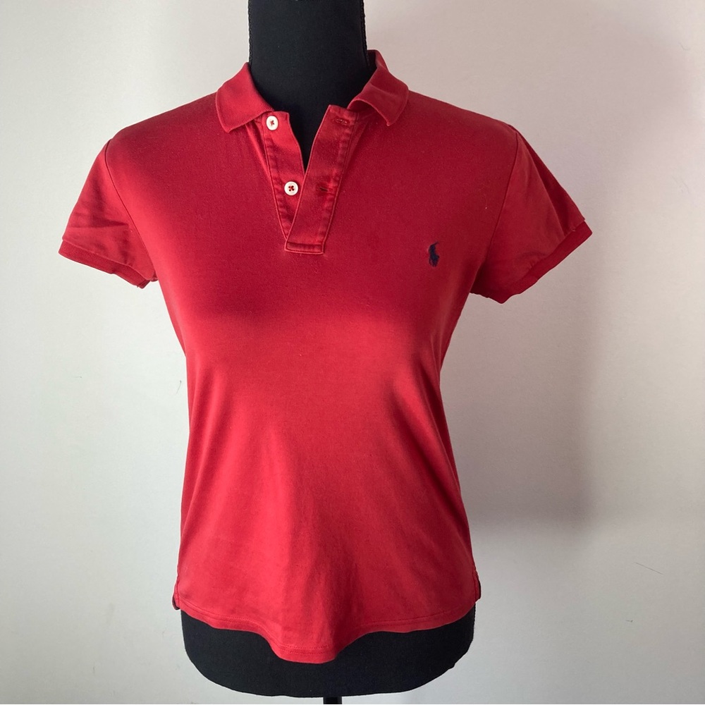 RALPH LAUREN Red w Navy Horse POLO